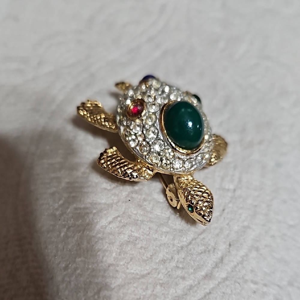 Vintage Sphinx Pave Turtle brooch